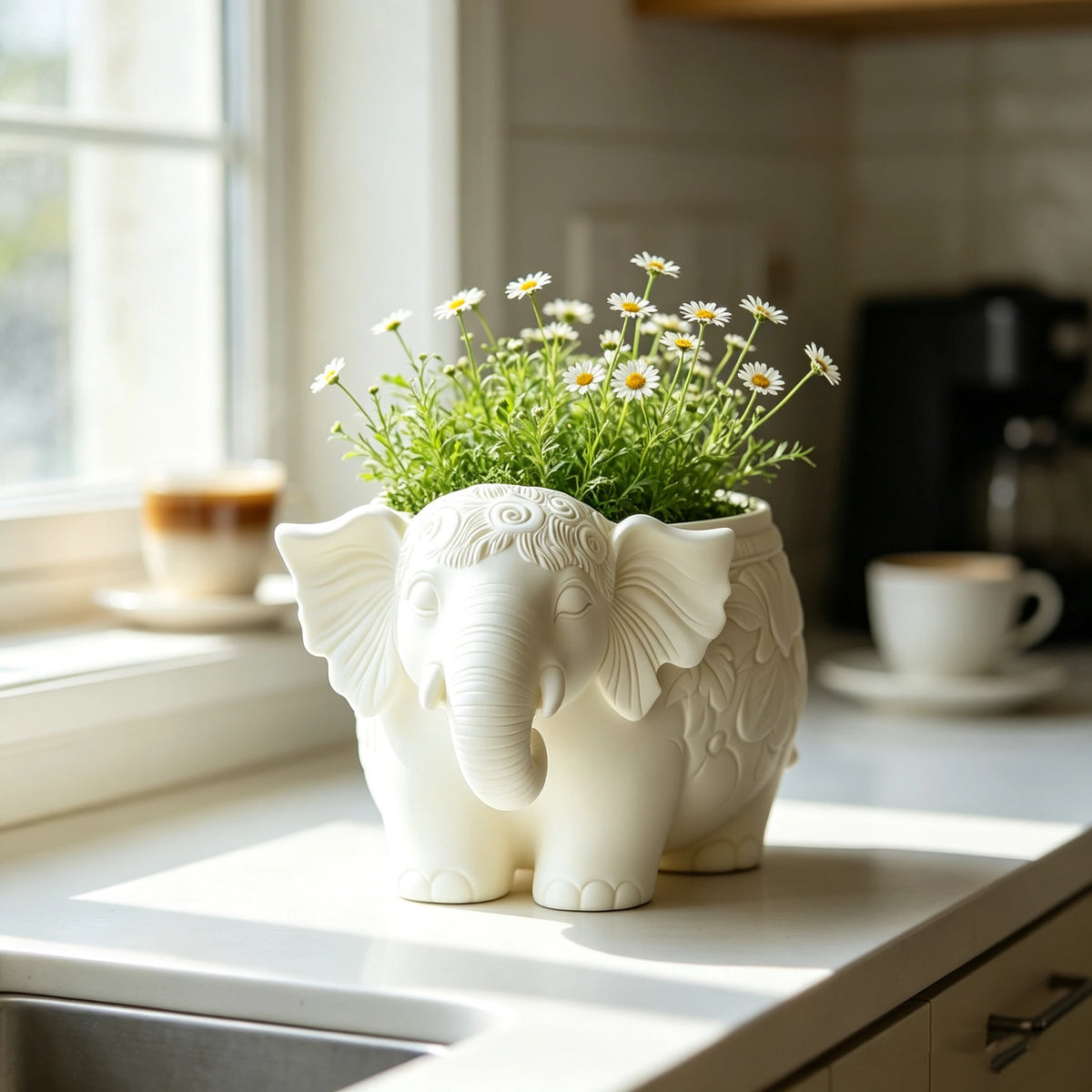 pots fleurs silicone forme éléphant relief floral diverses plantes verte fleurs cactus succulentes opacité