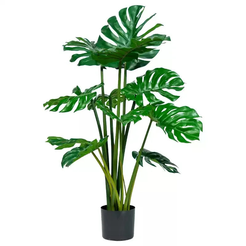 plantes artificielles vertes feuilles grandes moderne pot support métallique exposition extérieure