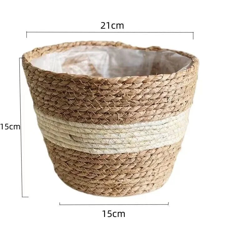 paniers tissés paille rustique boho chic intérieur extérieur stockage fleurs verte naturel