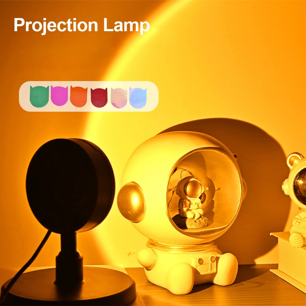 projecteur led lampe arc ciel astronaute géométrique moderne noir blanc orange