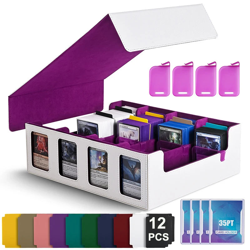 boîte rangement cartes collection 3000 capacités aimants 12 pochettes noir rouge moderne