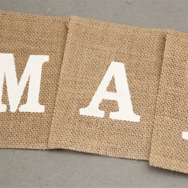 guirlande décorative mariage just married lettre relief texture jute rustique anniversaire noel festive