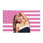 drapeau rose blanc étoiles moderne pop art rayures horizontales tissu polyestère opaque décoration murale