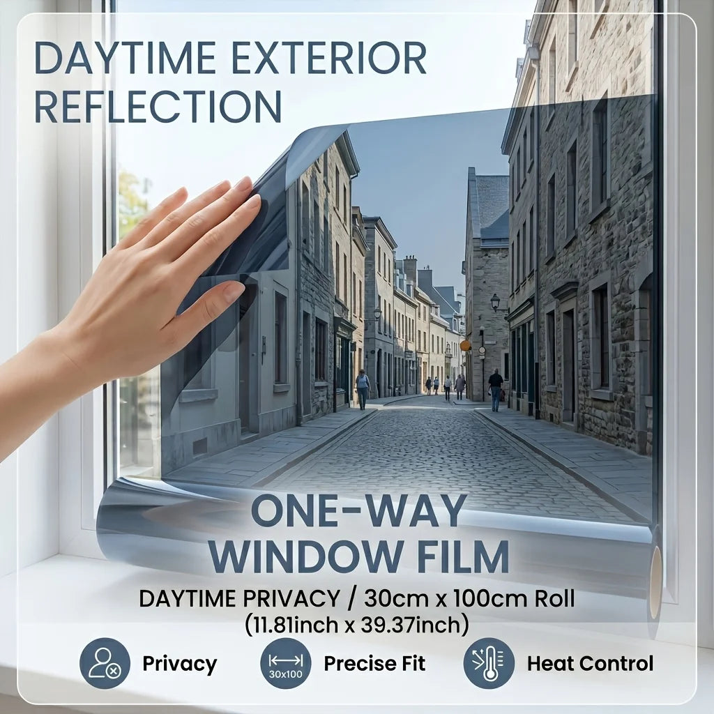 film fenêtre effet miroir argenté adhésif statique protection intimité thermique isolation vitres