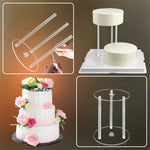 supports gâteau transparents modernes tailles différentes 12 16 20cm barres verticales inclusecake standmulticouchesdiy