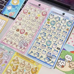 stickers 3d kawaii animaux mignons lapins chats blanc beige bleu rose vert clair jaune