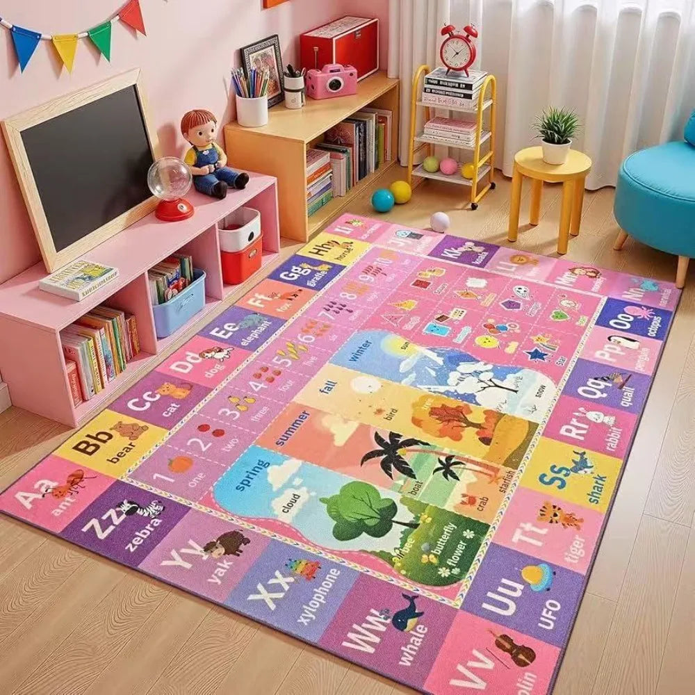 tapis enfant éducatif alphabet chiffres animaux multicolore doux antidérapant chambre salon classe décoration moderne