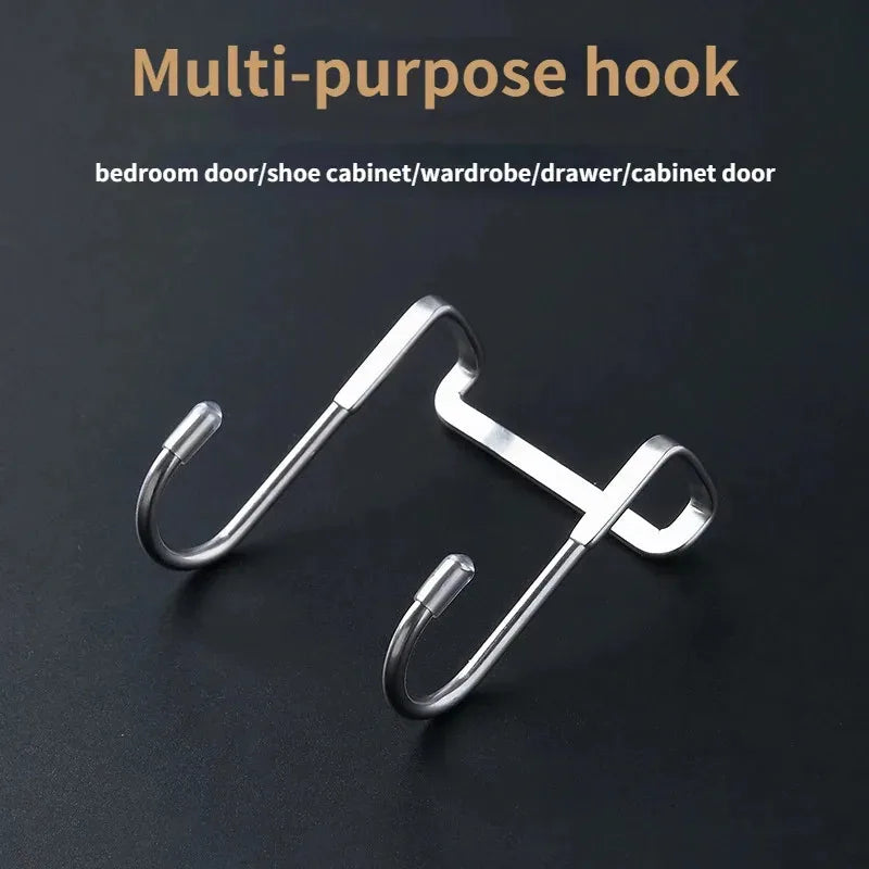 crochet mural inoxydable moderne porte salle bain cuisine chambre argente silver fixe suspension rangement
