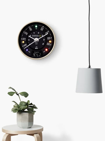Mini horloge murale compteur de vitesse blanche design rétro