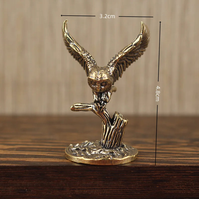 décoration maison bronze chouette figurine ornement animaux animalier tronc d'arbre plumes détaillée moderne