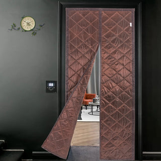rideau isolant porte entrée magnétique coton pvc brun marron losange matelassé moderne