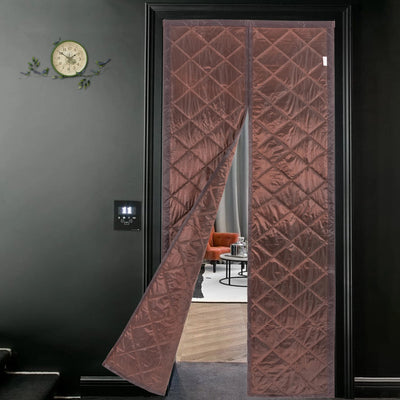 Rideau isolant porte magnétique brun vue d'ensemble