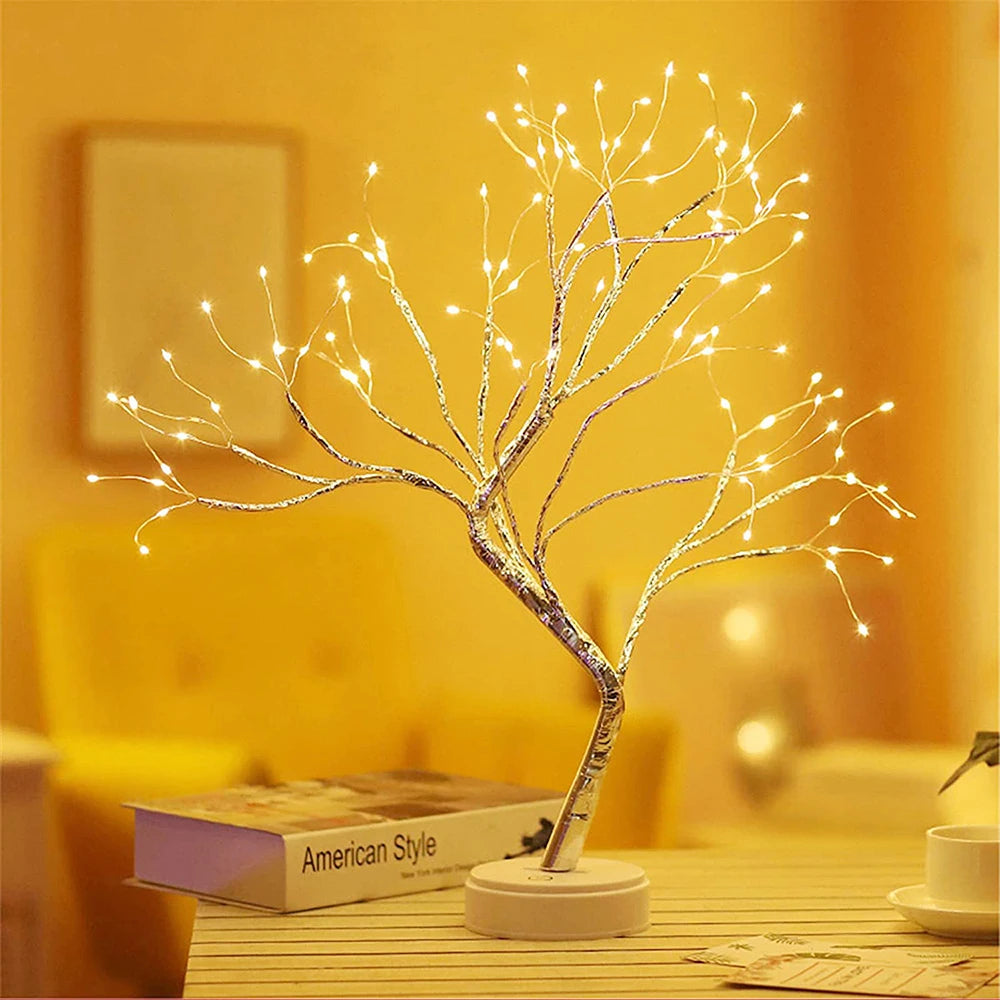 veilleuse arbre led diy multicolore argenté blanc modernes chambre déco lumière tactile usb aa