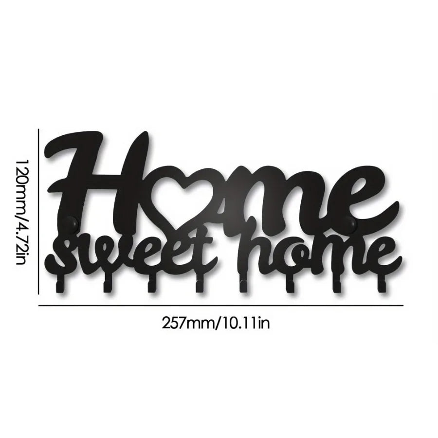 porte cle mural noir fer lettres sweet crochet organisation entree maison moderne