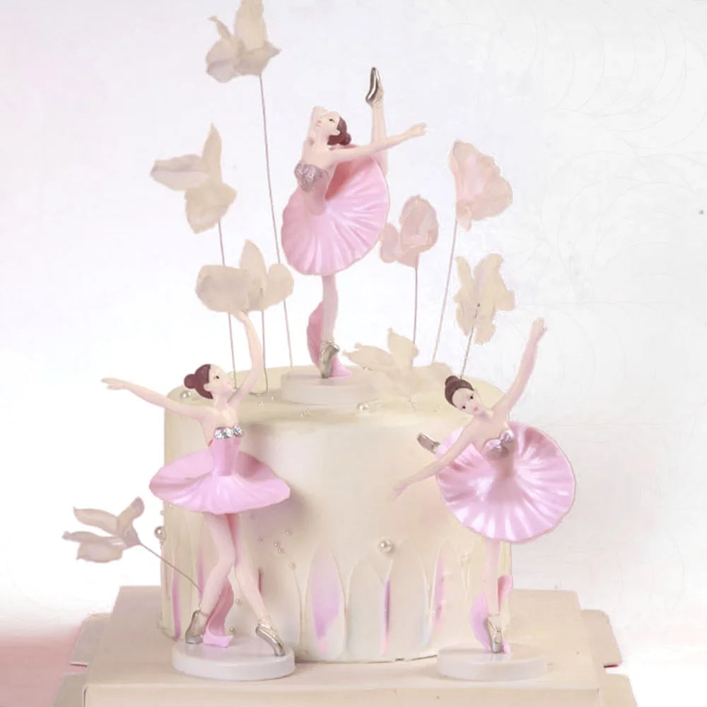 décorations gâteau ballet danseuses plumes papillons couronne dorée anniversaire fête enfants