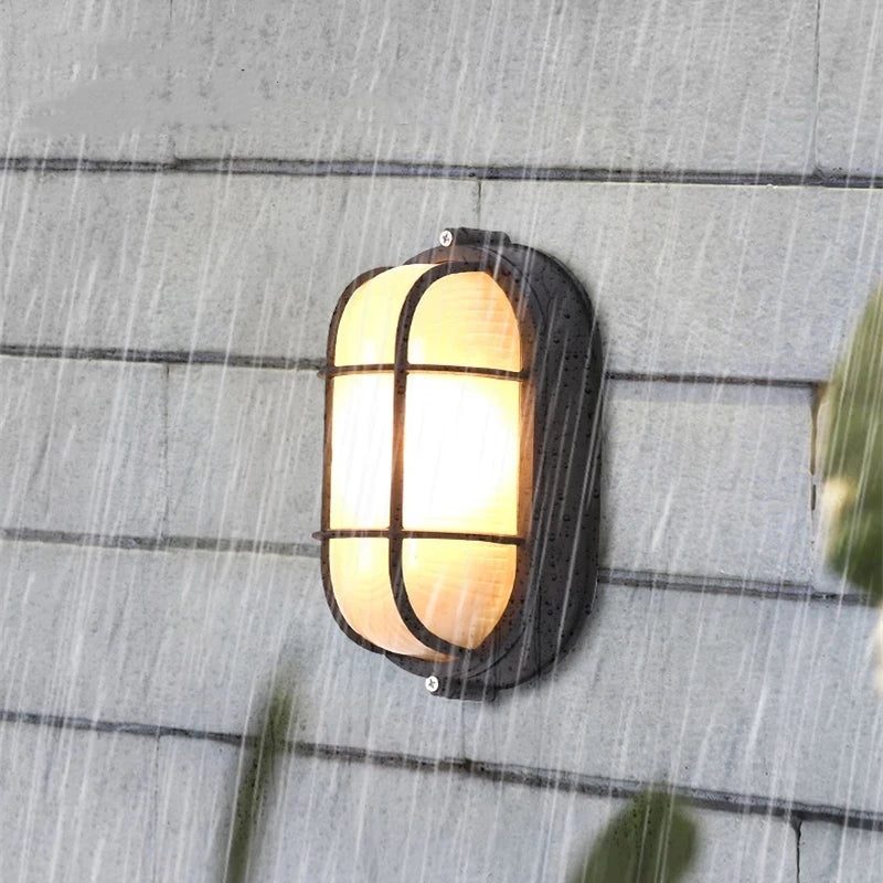 Lampe murale industrielle noir grille métallique éclairage extérieur étanche E27 LED