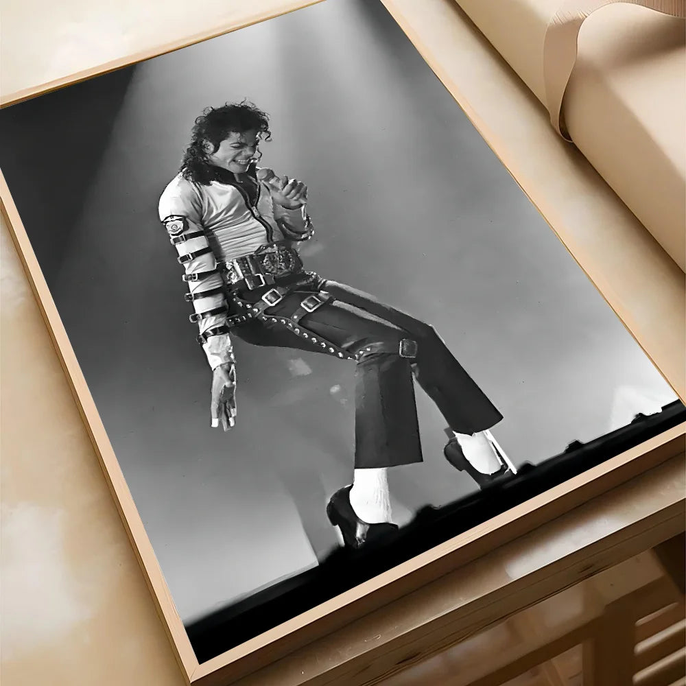 affiches michael jackson pop art noir blanc illustrations colorées décoration murale moderne