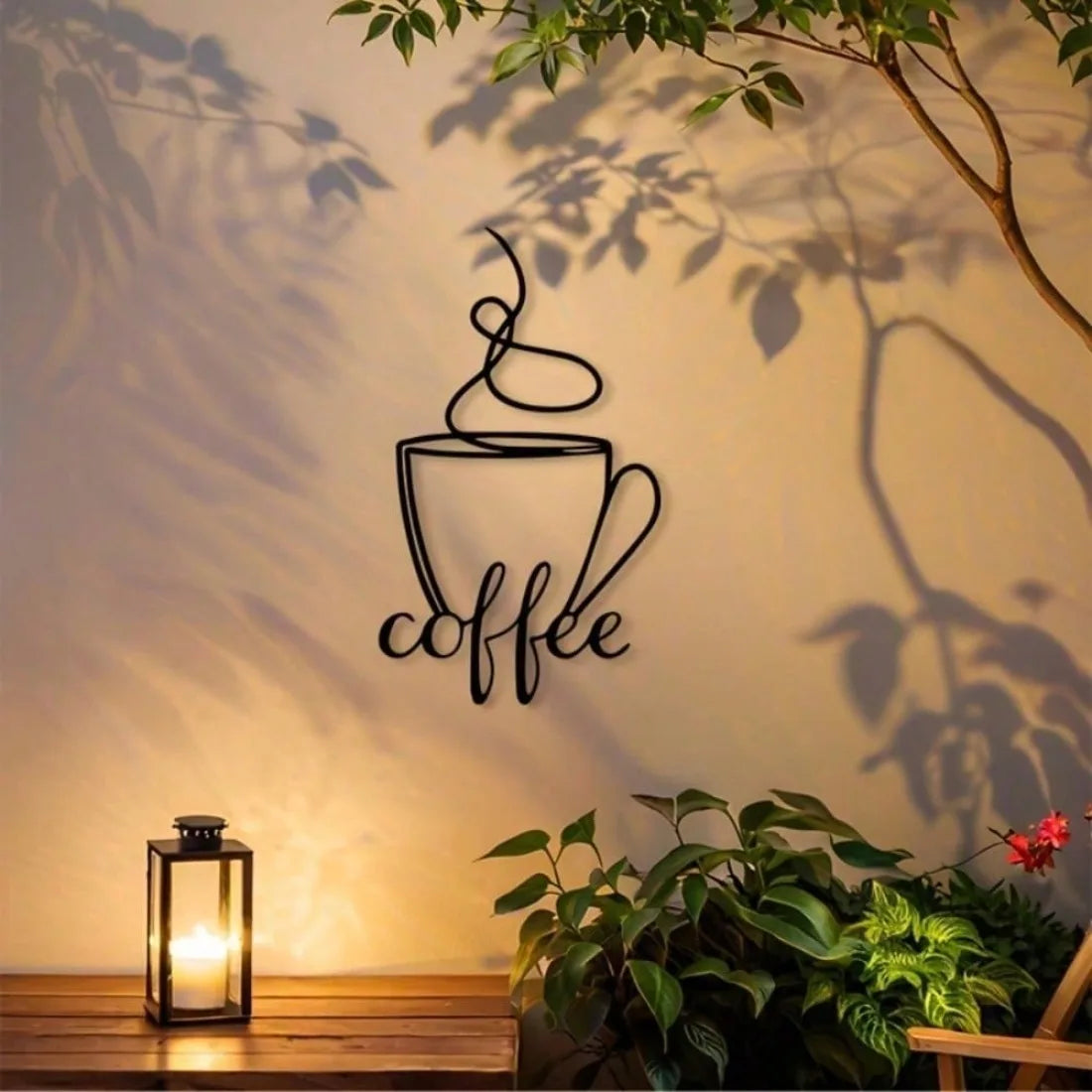 décoration murale plaque noire tasse coffee minimaliste moderne intérieure extérieure imperméable élégante mur fixe