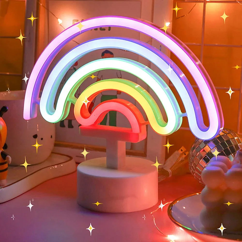 lampe néon arc ciel unicorne fée adhésive vacances couleur vive