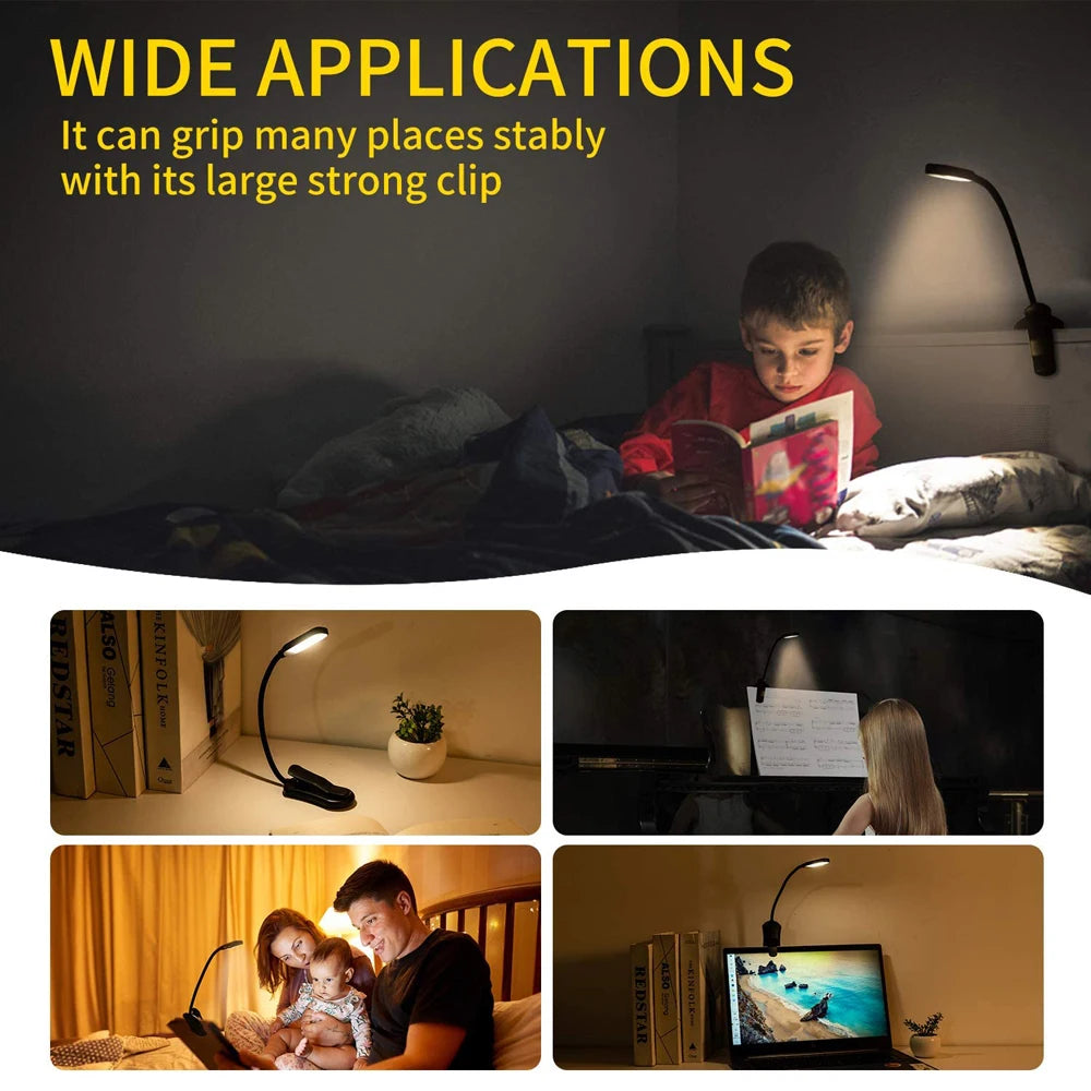 lampe led rechargeable usb flexible clipser lecture nocturne portable blanc noir