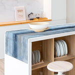 table chevet moderne chemin table lin bleu gris résistant l'usure antidérapant rustique assiettes tasses