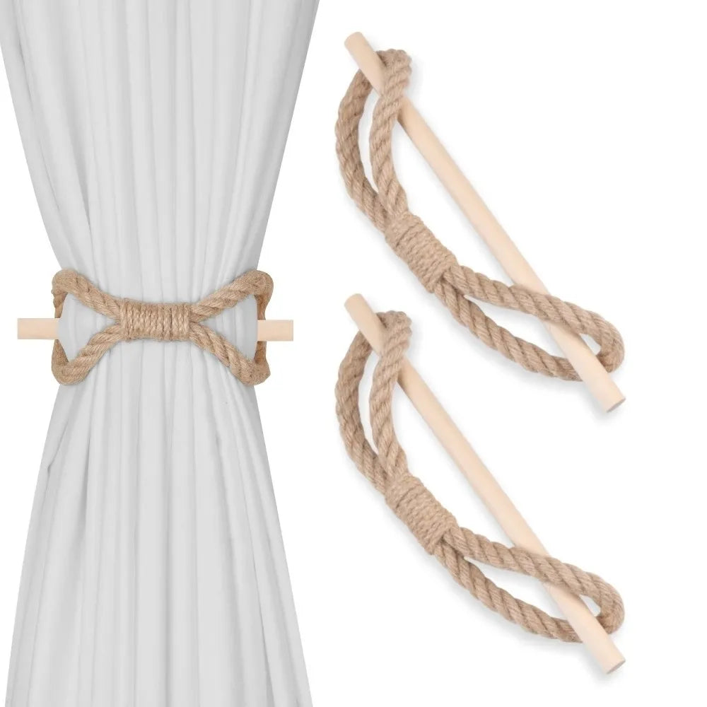 corde rideau tissée douce beige blanche rustique tringle chambre salon