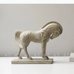 statue cheval moderne texturée beige gris décoration chambre art deco sculpté