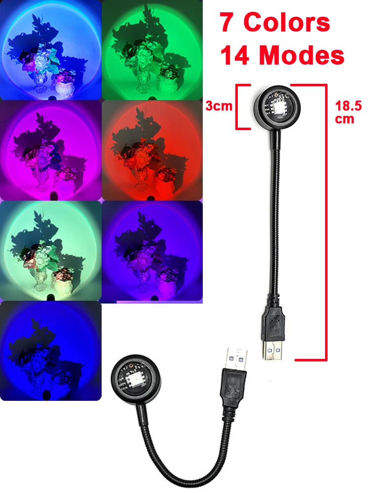 veilleuse led arc ciel projection motif silhouettes plantes deco chambre rouge bleu violet
