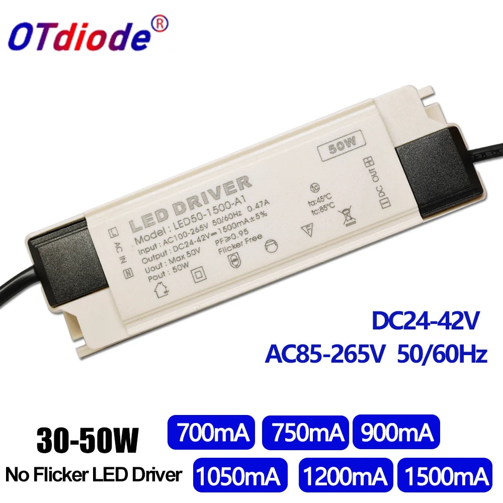driver led 30w 40w 50w 700ma 1050ma 1200ma 1500ma ac dc moderne