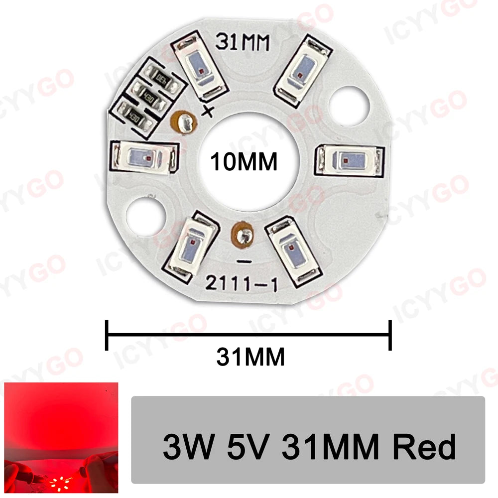 source lumière led 3w 5v usb blanc rouge circulaire adhésif câble interrupteur