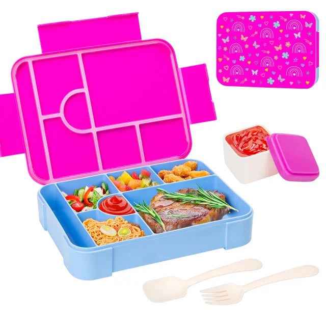 boîte lunch bento rectangulaire compartimentée étanche poignées motifs licornes enfant