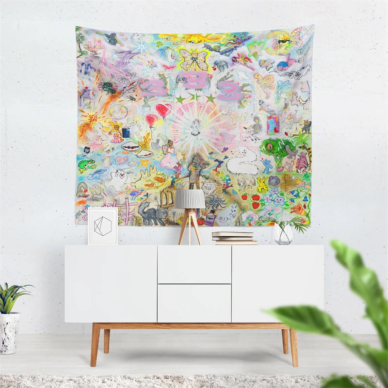 tapisserie murale moderne multicolore abstraite salon chambre décoration polyester rectangle illustrée