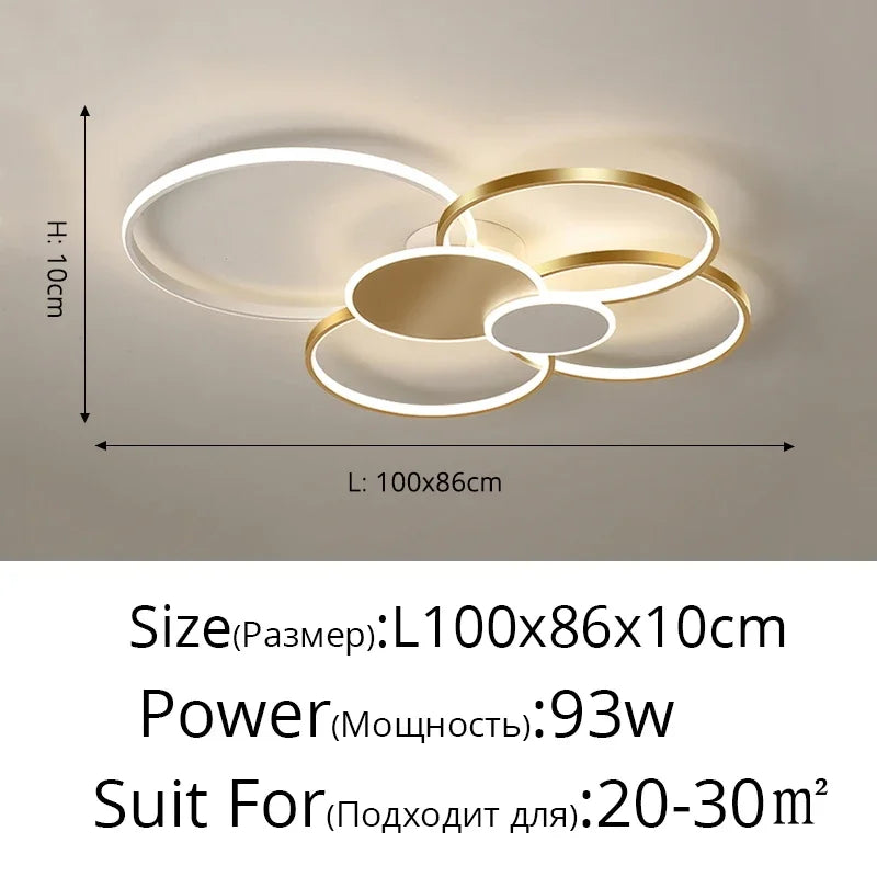 plafonnier moderne led noir blanc doré circulaire géométrique chambre salon