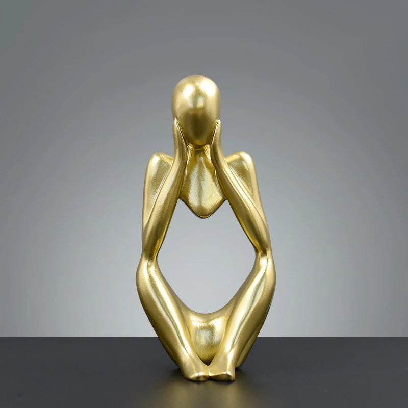 statuettes decoratives abstraites modernes or resine lisses minimaliste ornement maison