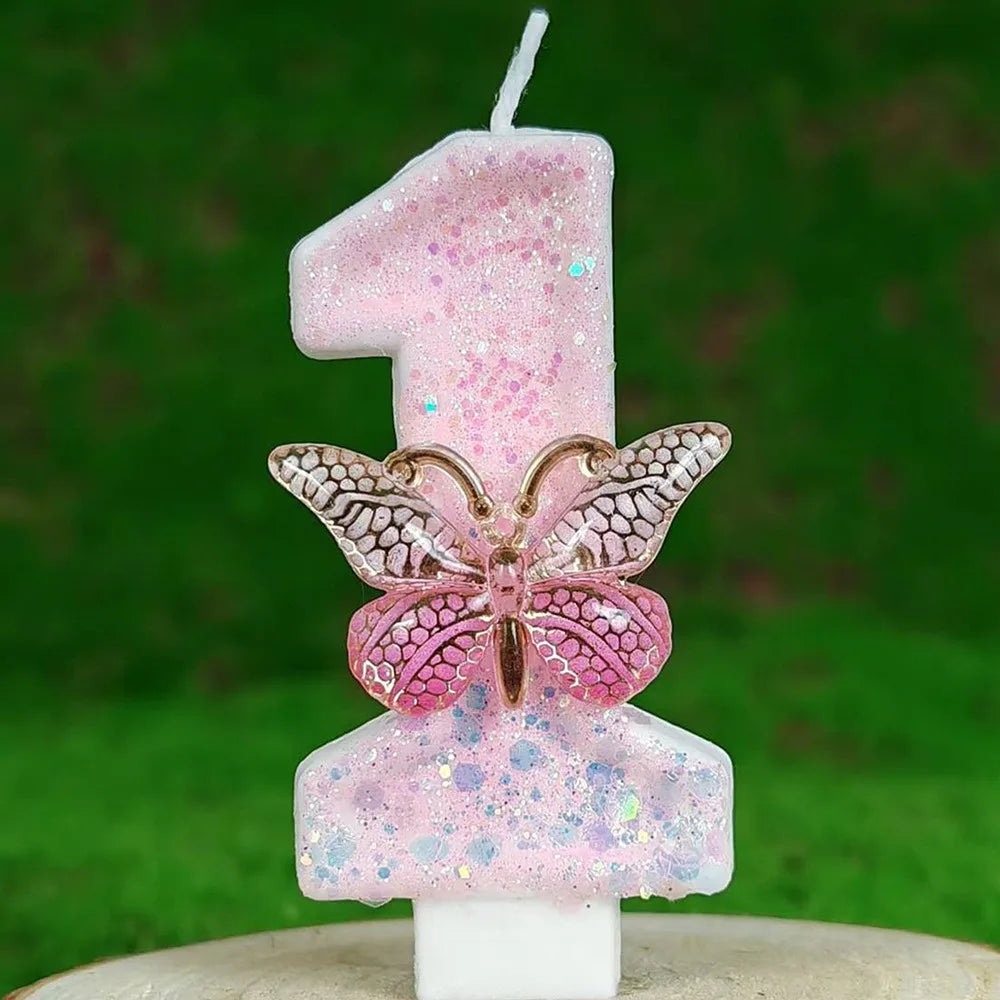bougies anniversaire chiffres rose blanches paillettes décoratives adhésives boîte rangement support plastique enfants festive
