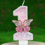 bougies anniversaire chiffres rose blanches paillettes décoratives adhésives boîte rangement support plastique enfants festive