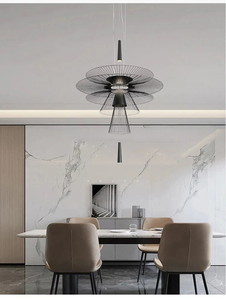 suspension lumineuse contemporaine or noir minimaliste métal cercles concentriques 249 2000 lumens
