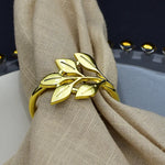 anneaux serviette feuilles or argent rose gold moderne élégants décoration table mariage noël