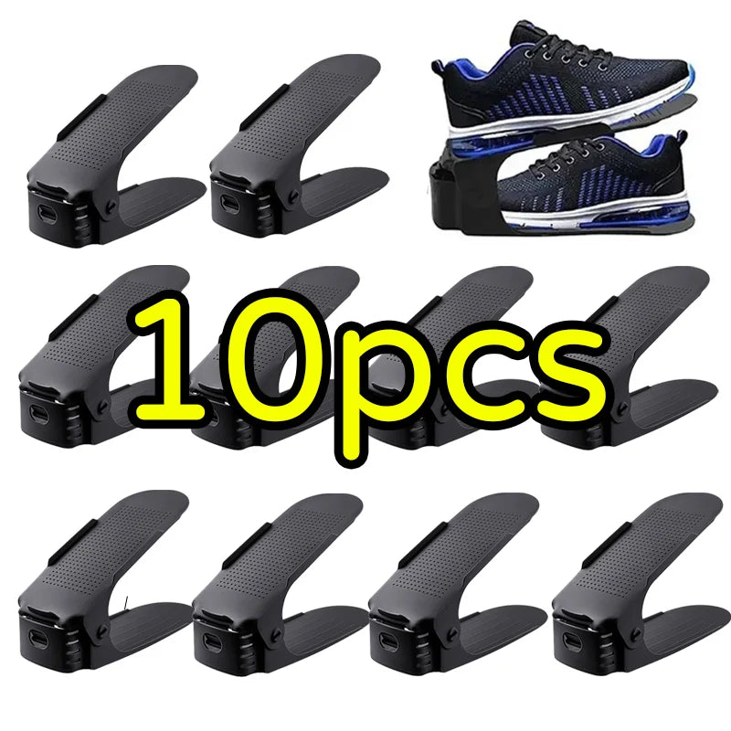 supports chaussures noirs texture perforée moderne clips 5pcs rangement résistant plastique
