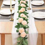 guirlande fleurs artificielles roses blanches pivoines mariage romantique decoration chambre événements festive