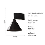 applique murale moderne conique minimaliste noir argenté or led chambre cuisine étude entree salon