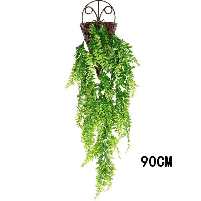 plantes artificielles cascade vert feuilles dentelées décoration naturelle suspensions osierextérieur accrochées 90cm