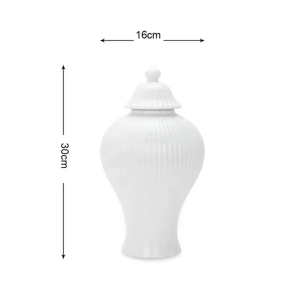vase blanc doré rayures verticales moderne élégant couvercle décoration maison