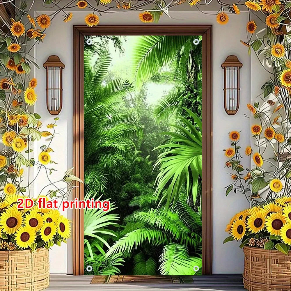 autocollant mural feuilles palmier fond vert moderne anniversaire noël mariage anniversaire enfants avril nouveauannée