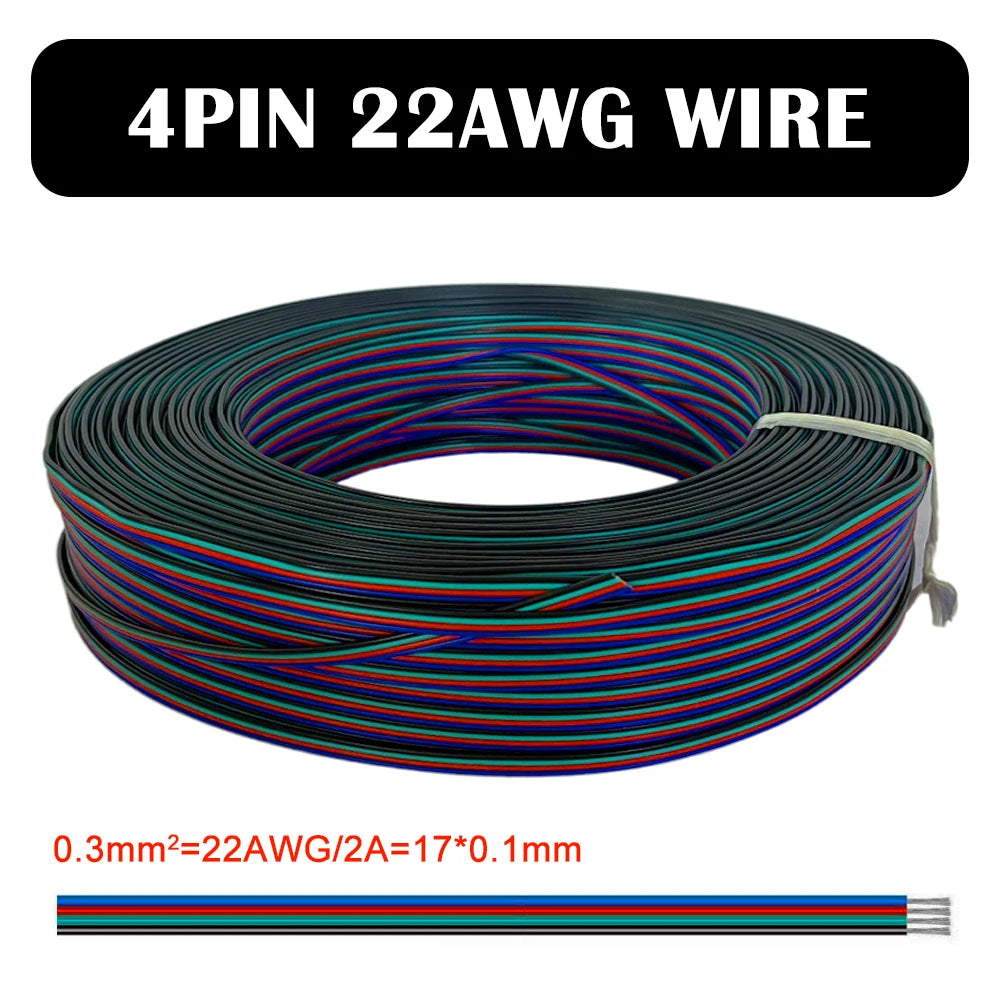 câble électrique flexible led 22awg 1m 5m 10m 2pin 3pin 5pin 6pin rouge blanc
