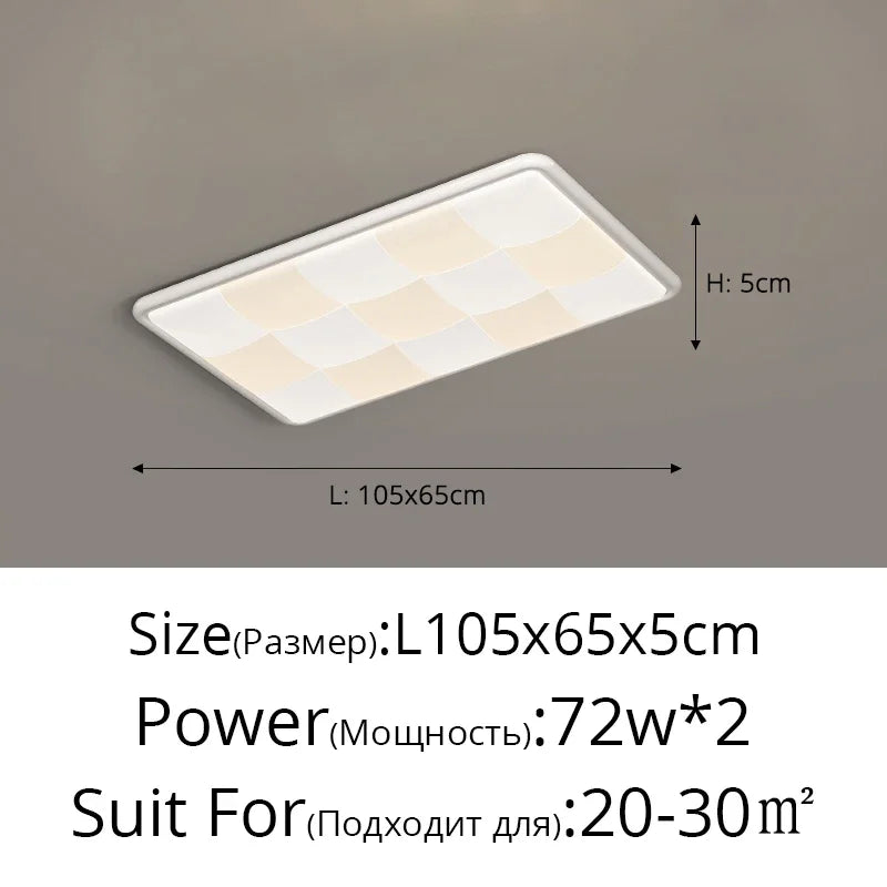 plafonnier led moderne blanc carreaux géométriques intérieur atmosphérique sans télécommande