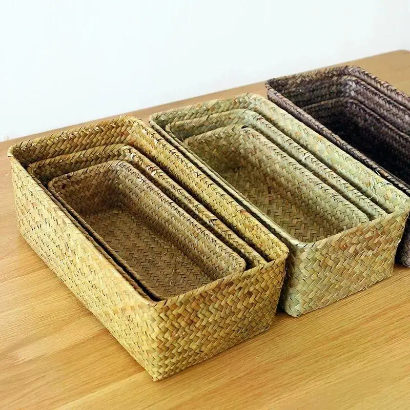 paniers rangement vannerie naturelle tissage traditionnel stockage organisation kitchenettes