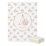 ensemble literie bébé floral personnalisable rose alphabet fleuri couette drap housse coussin decoration nom