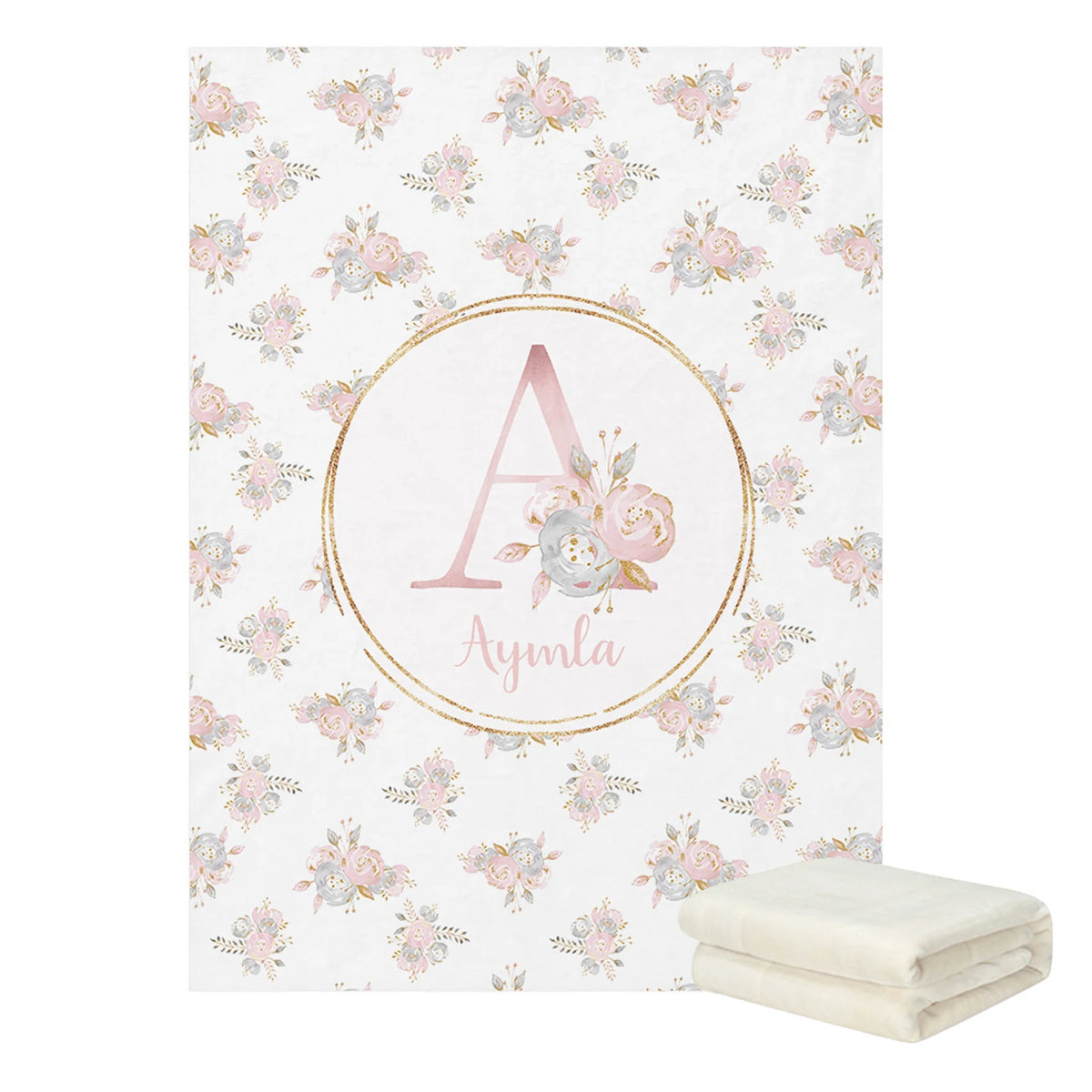 ensemble literie bébé floral personnalisable rose alphabet fleuri couette drap housse coussin decoration nom