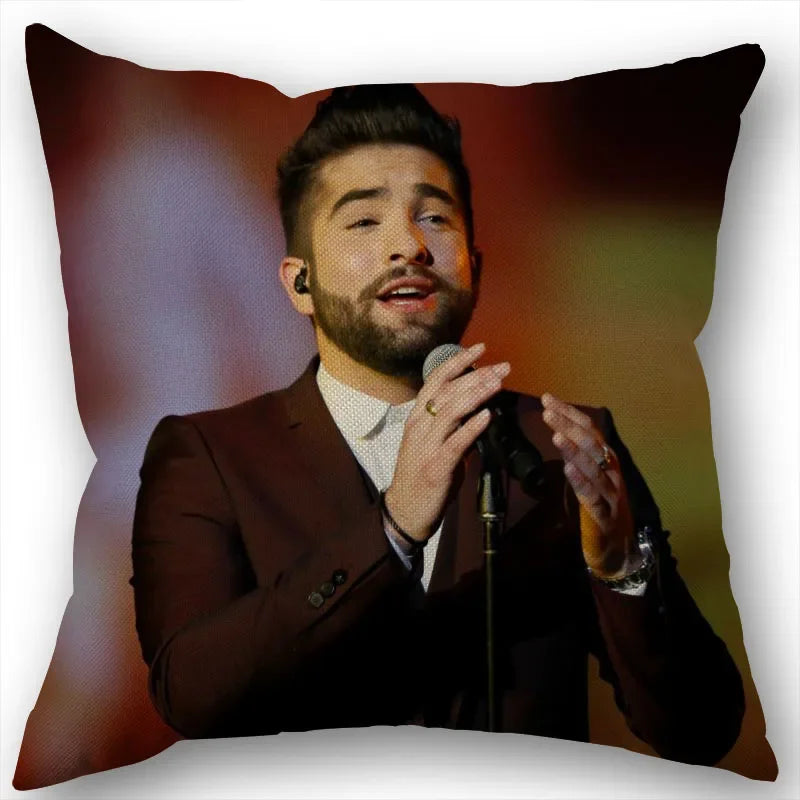 taie d'oreiller carrée 45x45cm moderne motif Kendji Girac imprimé uni côté opaque polyester